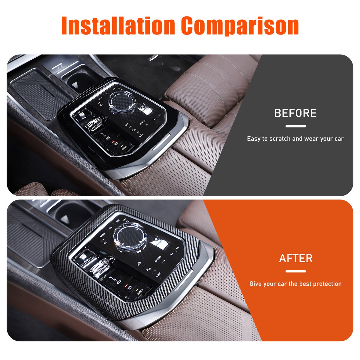 Carbon Fiber Central Console Gear Shift Panel Trim For BMW i7 7