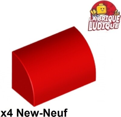 Lego 4x Rundstein Brick Modified Slope 1x2x1 Curved Top rot/red 37352