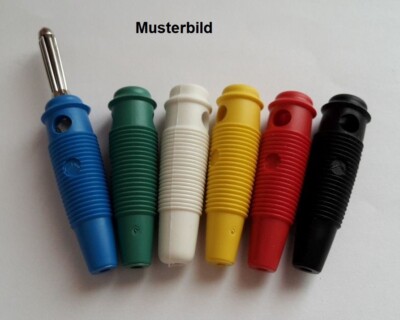 Hirschmann, 1 Stück Büschel-Stecker, gelb, m. Querloch, Schraubbar, unbenutzt