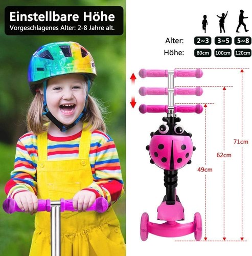 LED Räder Kinderroller Scooter Tretroller Kinderroller Cityroller Dreiradscooter - Bild 10 von 35