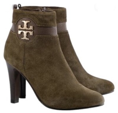 NEW! Tory Burch Alaina Olive Green Suede Ankle Boots Size  display picture 1