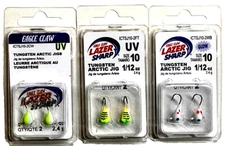 Eagle Claw Tungsten Arctic Jig Size 10 Chart/White, Firetiger and Wonder Bread