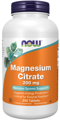 NOW Foods Magnesiumcitrat, 200 mg x 250 Tabletten
