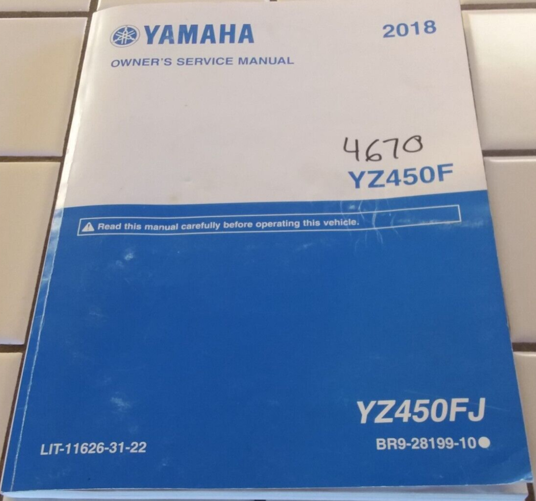 Owner's Service Manual for 2018 Yamaha YZ450FJ, LIT-11626-31-22