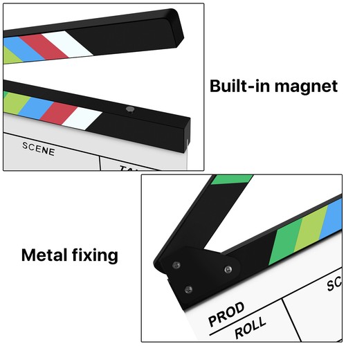 Registi Film Clapper Board Cancellazione a Secco Pellicola Ardesia 10x12" Acrilico Colore Stick - Foto 4 di 6