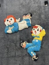 Vintage 1977 Raggedy Ann Raggedy Andy Wall Hanging Decor Plastic Bobbs-Merrill