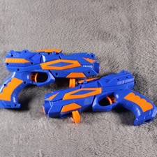 Blue Orange Foam Dart Blaster Toy Gun Pistol Pair Set of 2