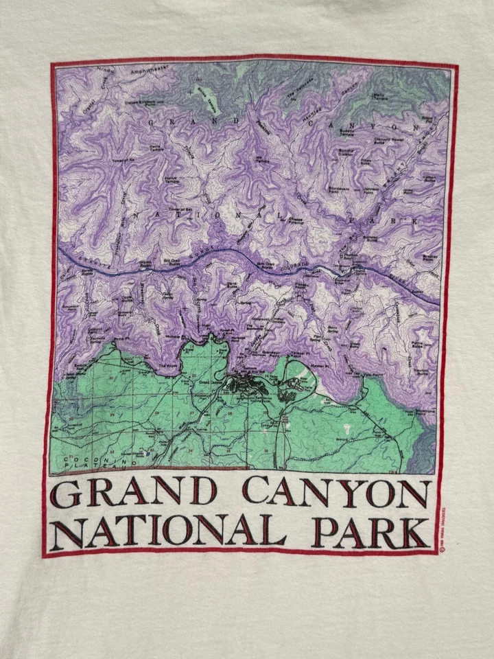 Camiseta de colección 1993 mapa del Parque Nacional del Gran Cañón Oneita Power-T EE. UU. talla S Foto 2 de 4