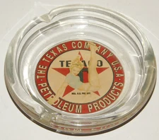 Vintage 1950's Advertising giveaway TEXACO Glass Ashtray Vargas Pinup Girl