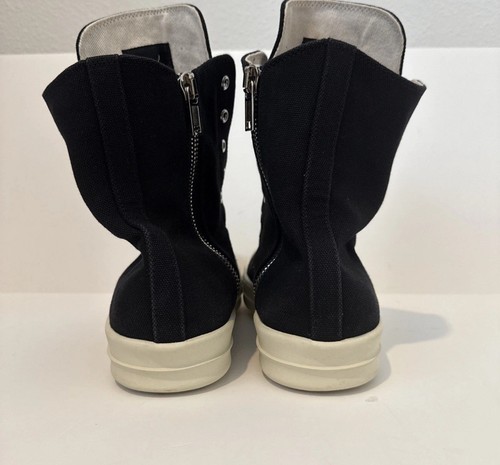 Rick Owens Big Bumper Black Milk Men Size 46 US 12 High Top Canvas Lace Up Zip - Picture 8 of 8