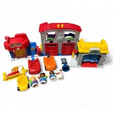 Vintage Fisher Price Little People Car Wash Fire Playset Cars Figures Dog Lot