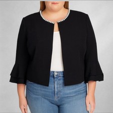 Tahari Arthur S. Levine Women  s Blazer 22W Pearl Trim Bell Sleeve Jacket NWT