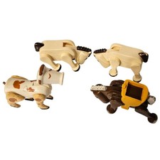 Vintage Plastic Articulated Farm Animal Figures Set 4 Horses Cow Yellow Saddle