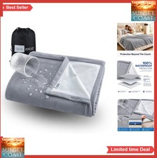 Waterproof Blanket Queen 65x80 Reversible Fleece Throw Leakproof Pet Furniture