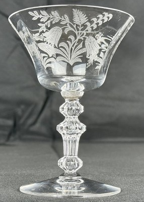 1930s Elegant Tiffin Glass Clear Crystal Fuchsia 4 1/4'' Cocktail #15083 Stem
