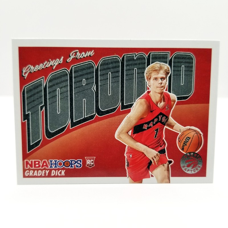 2023-24 Panini NBA Hoops Gradey Dick #11 RC Rookie Greetings Toronto Raptors 