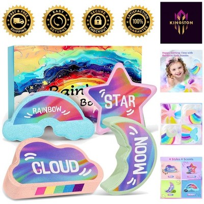 Organic Rainbow Bath Bombs for Kids - Moisturizing & Delightfully Gift-Ready