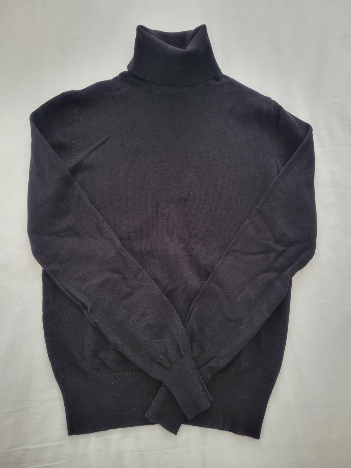 HM Woman's Slim Fit Knitted Thin Long Sleeve Black Turtleneck Size Small-image