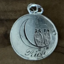 1800’s Love Token Name RICK Owls Owl Engraved  Silver Coin US 1888