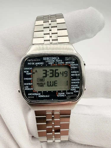 SEIKO A708-5000 WORLD TIME, MINT Condition, Vintage Japanese Digital Watch