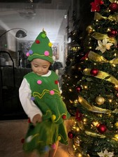Kid's Costume Set - Christmas Tree Design Green Outfit with Hat