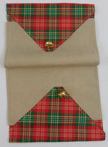 Celebrate it Christmas Holiday Table Runner New 12 x 72 Plaid Trees - Picture 3 of 3