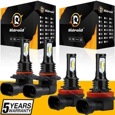 LED Headlight Bulbs Combo Kit 9005 + H11 High Low Beam 6500K White Super Bright