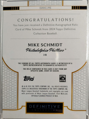 Mike Schmidt ? Relic / Autograph 02/10 (2024 Topps Definitive 