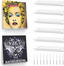 Vinyl Record Wall Mount 6 Pack, 12 Inch Clear Acrylic Record Shelf Vinyl