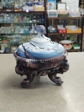 Westmoreland Glass Argonaut Shell Nautilus Covered Candy Dish Amethyst  Slag