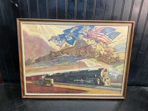 Pennsylvania railroad World War 2 Army Navy Train Poster Framed Art 25.5x19