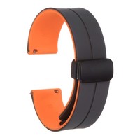 Magnetisches Silikon Uhrenarmband 22Mm Ersatzarmband Mit Schnalle, Grau/Orange