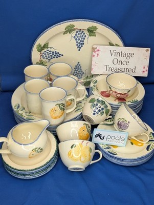 Poole Pottery DORSET FRUIT Schwammgeschirr * Teller, Schüsseln, Tassen, Tassen * HANDBEMALT