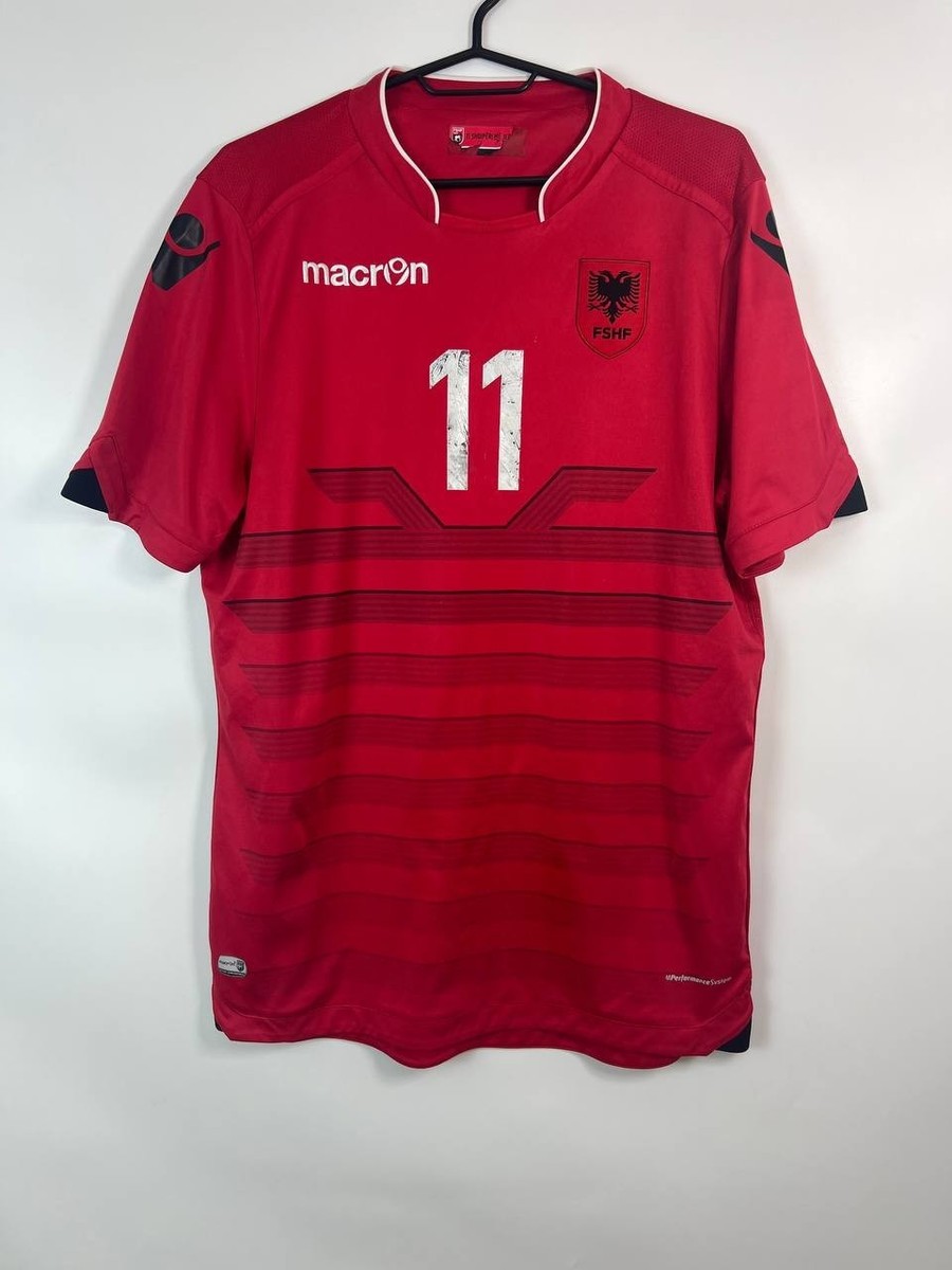 Albania 2016 2017 Home Shirt Jersey Macron FSHF #11 Florent Red