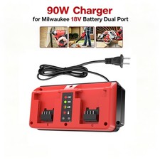 90W Charger for Milwaukee 18V Battery Dual Port 48-11-1862 48-11-1880 US