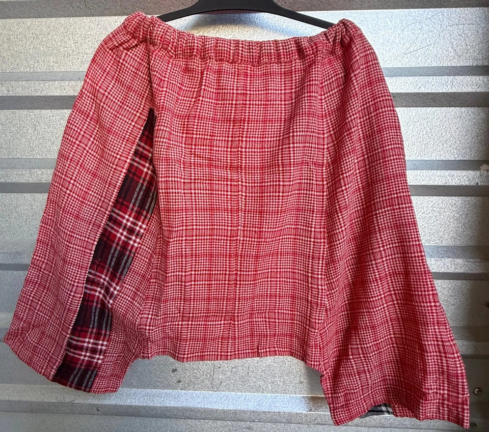 Comme des Garcons Linen Balloon Drop Pants Red Checkered Flannel Made in Japan - Image 2 of 4