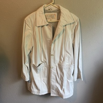 BraeFair Women s White Leather Trench Coat Classic Cut Modern Style 18
