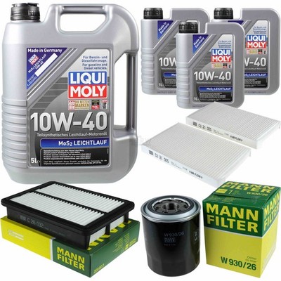 MANN Inspektionspaket 8L Liqui Moly MoS2 Leichtlauf 10W-40 für Hyundai H-1 Cargo