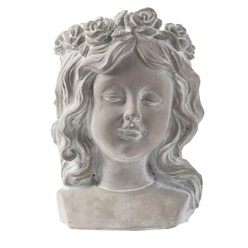 A and B Home 9.8" H Whitewashed Indoor/Outdoor Rose Wreath Lady Head Wall Pla...