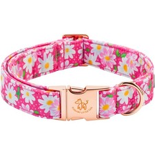 Dog Collar, Pink Floral Pattern Pet Collar Durable Cute Dog Collars Summer Fe...