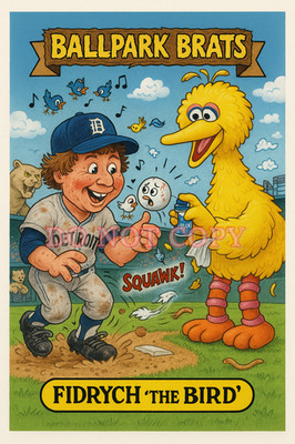 Mark Fidrych  as '' The Bird '' (b) BALLPARK BRATS Parody Art Card Detroit Tigers