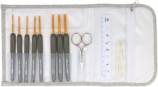 Etimo Crochet Hook With Cushion Grip Set Royal Silver Scissors TES-001 Tulip