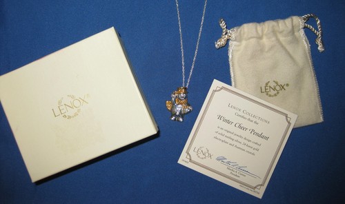MIB W/POUCH LENOX SNOWMAN NECKLACE 20" SS CHAIN & PENDANT 925 STERLING SILVER - 第 1/2 張圖片