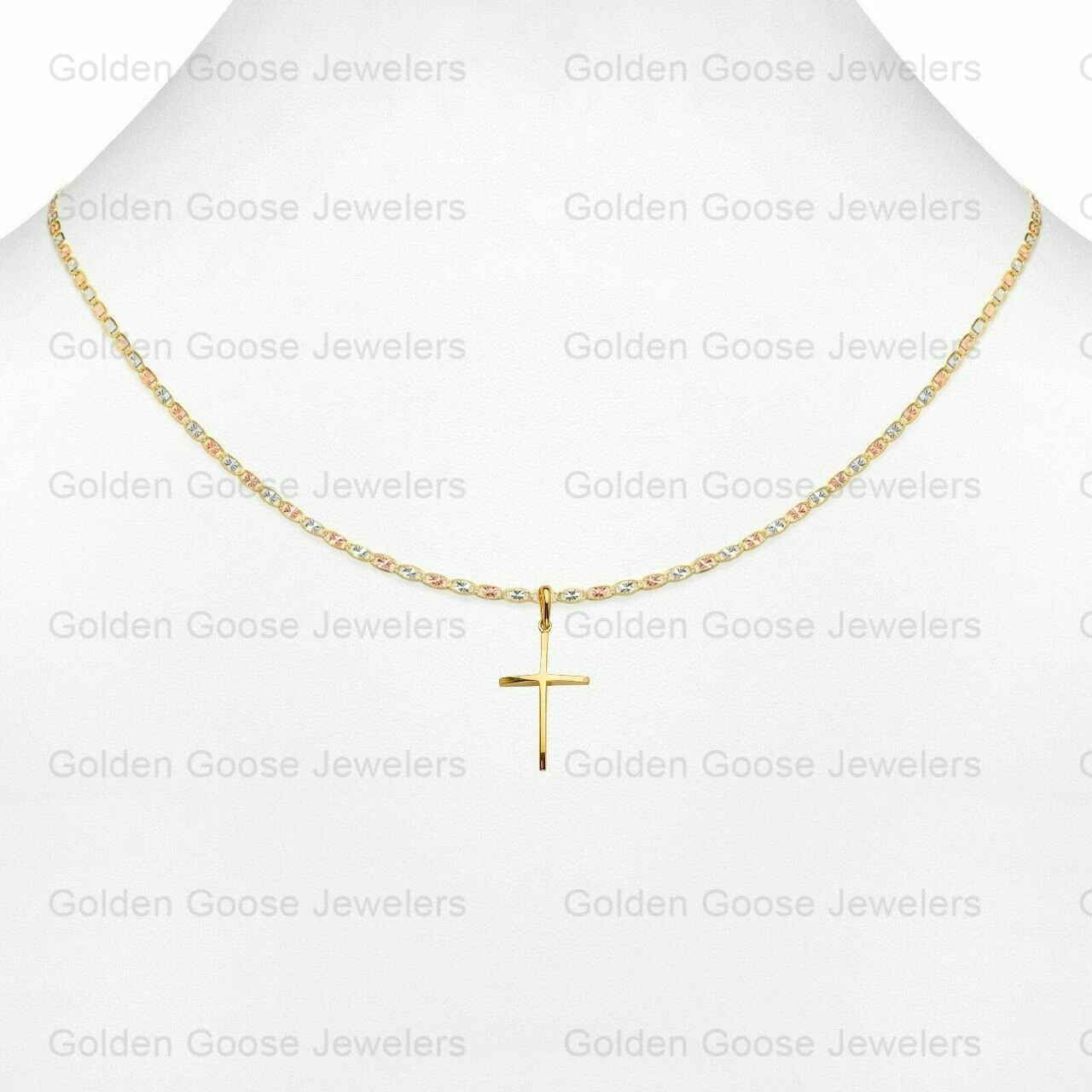 Ciondolo croce unisex vero oro giallo 14 kt catena Valentino