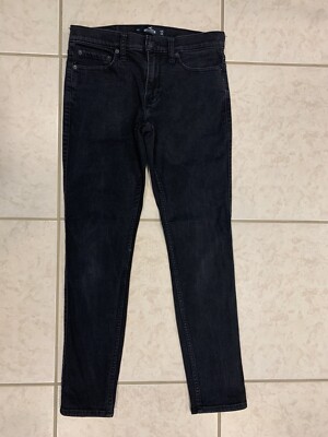 Men's 31x32 Hollister Skinny Advanced Stretch Black Denim Dark