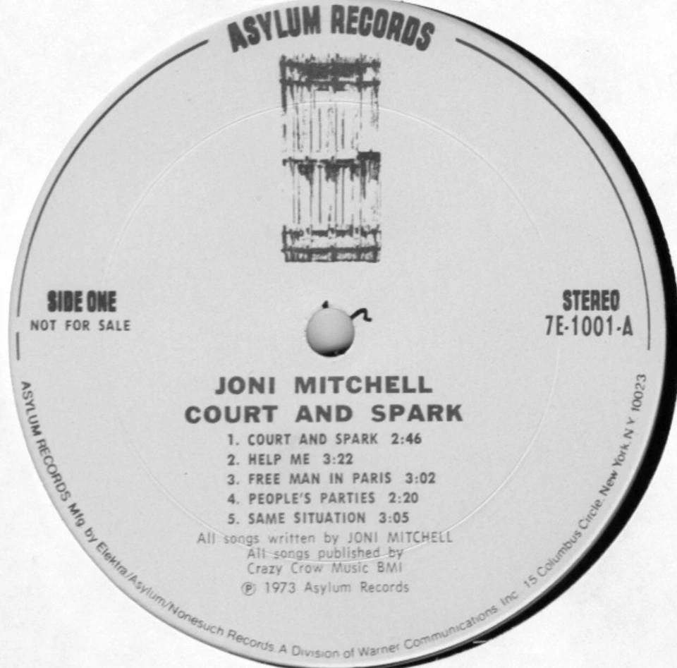 Joni Mitchell Court and Spark White Label Promo Vinyl Record LP Asylum Folk Rock - Image 4 of 4