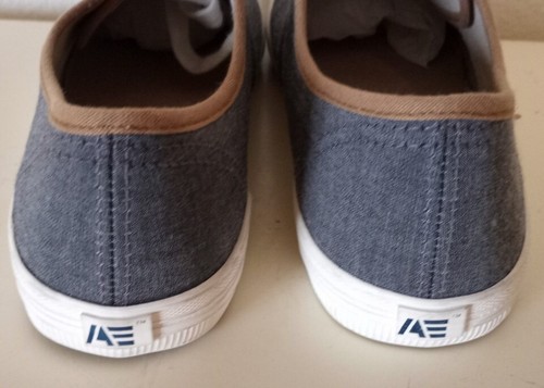 American Eagle Shoes New Womens Size 10 Canvas Lace Up Low Top Sneakers Gray Tan - Picture 4 of 5
