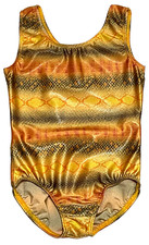 Motionwear Leotard Bodysuit Snake Print Hologram Mystique Yellow New Girl M 6 7