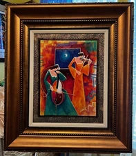 Original Acrylic painting by Charles Lee "Crescent Moon Music" COA & Appraisal