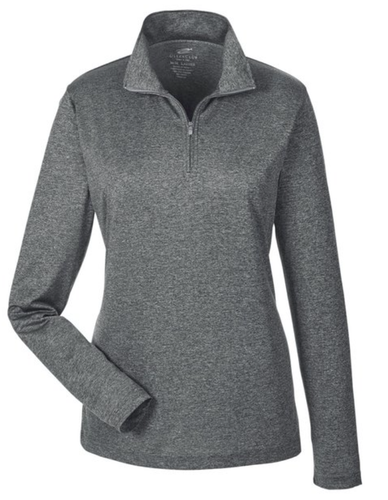 UltraClub - 8618W Ladies' Cool & Dry Heathered Performance Quarter-Zip Pullover - Picture 2 of 20